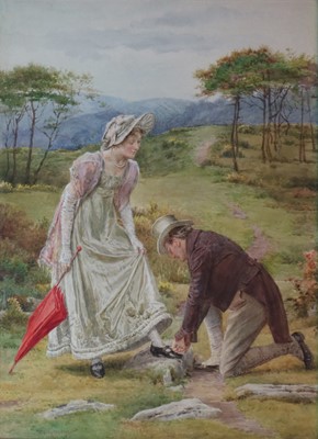 Lot 211 - George Goodwin Kilburne (British 1839-1924), A Gentleman Fastening a Lady's Shoe