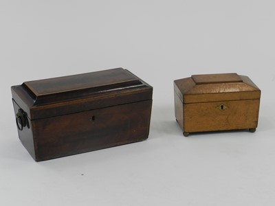 Lot 229 - A late Victorian inlaid mahogany tea caddy, of...