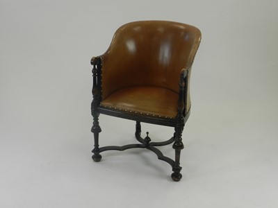 Lot 428 - A William and Mary style stained beech tub, library chair