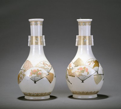 Lot 337 - A pair of Japanese Satsuma arrow vases, Meiji...