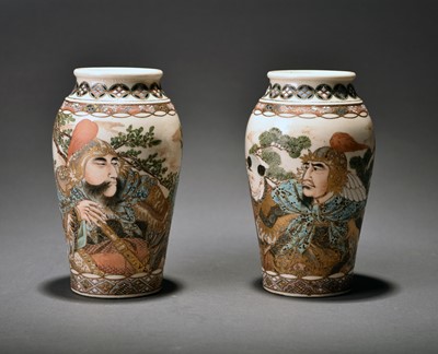 Lot 339 - A pair of Japanese Satsuma vases, Meiji period...