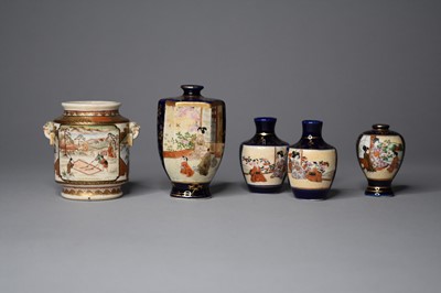 Lot 341 - A group of five small Japanese Satsuma vases