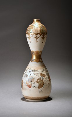 Lot 346 - A Japanese Satsuma gourd vase