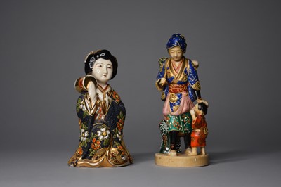 Lot 349 - Two Japanese Satsuma style figures of maiden