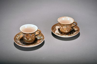 Lot 372 - Two Japanese Satsuma demitasse and saucers