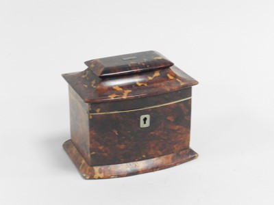 Lot 339 - A 19th century tortoiseshell tea caddy, of...