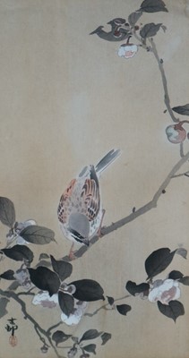 Lot 184 - Pair of Oriental Pictures of Birds in Foliage