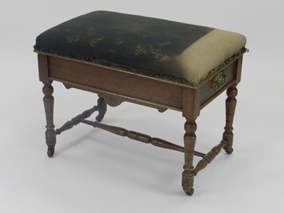 Lot 522 - An Edwardian oak piano stool, with upholstered...