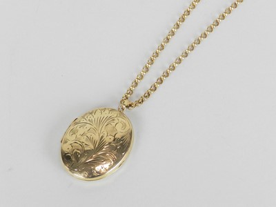 Lot 70 - A 9ct gold locket suspended from chain