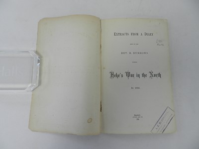 Lot 50 - BURROWS, Rev R, Extracts from a Diary kept by the Rev R Burrows during Heke's War in the North