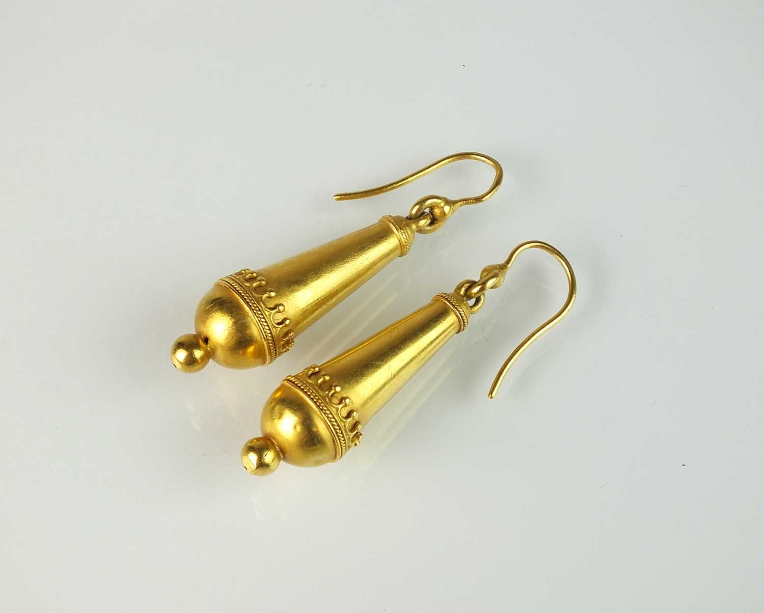 Lot 46 - A pair of Victorian drop ear pendants