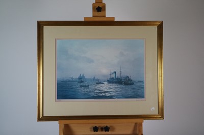 Lot 107 - Gordon Ellis (British 1921-1979), Early Morning Shipping on the Mersey