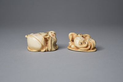 Lot 385 - Two Japanese ivory netsuke