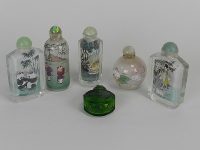 Lot 288 - Six Chinese glass painted snuff bottles, 20th...