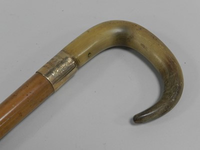 Lot 349 - A horn-handled and engraved walking cane of Cumbrian interest