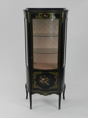 Lot 456 - A 20th century, Louis XV style, ebonised and painted vitrine