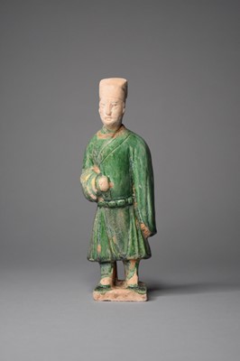 Lot 338 - A Chinese lead-glazed funerary figure, Ming Dynasty