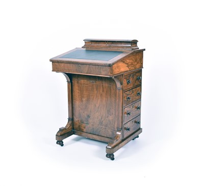 Lot 442 - A 19th century inlaid walnut davenport