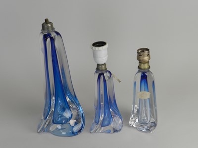 Lot 404 - Three Val St. Lambert glass lamp bases circa...