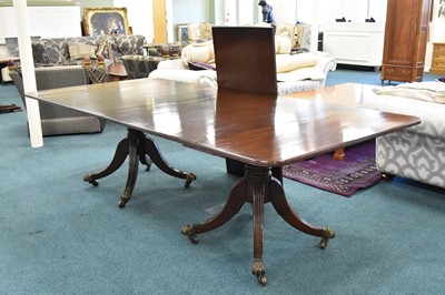 Lot 514 - A Regency and later mahogany twin pedestal, extending dining table