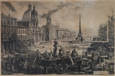 Lot 123 - Pair of prints after Piranesi and 3 folios of associated prints and documents