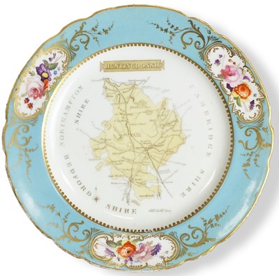 Lot 206 - An unusual Coalport porcelain plate with a map...