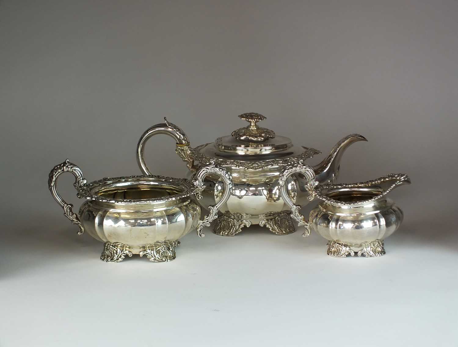 Lot 17 - A George IV three piece silver tea service