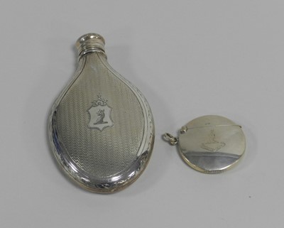 Lot 343 - A Victorian hip flask and a vesta case