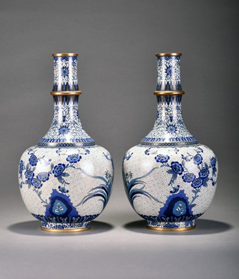 Lot 317 - A pair of Chinese cloisonne vases, Qing Dynasty