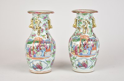 Lot 436 - A pair of Chinese Canton famille rose vases,...