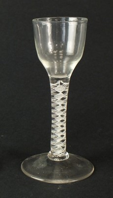 Lot 215 - 18th-century opaque twist cotton twist cordial glass