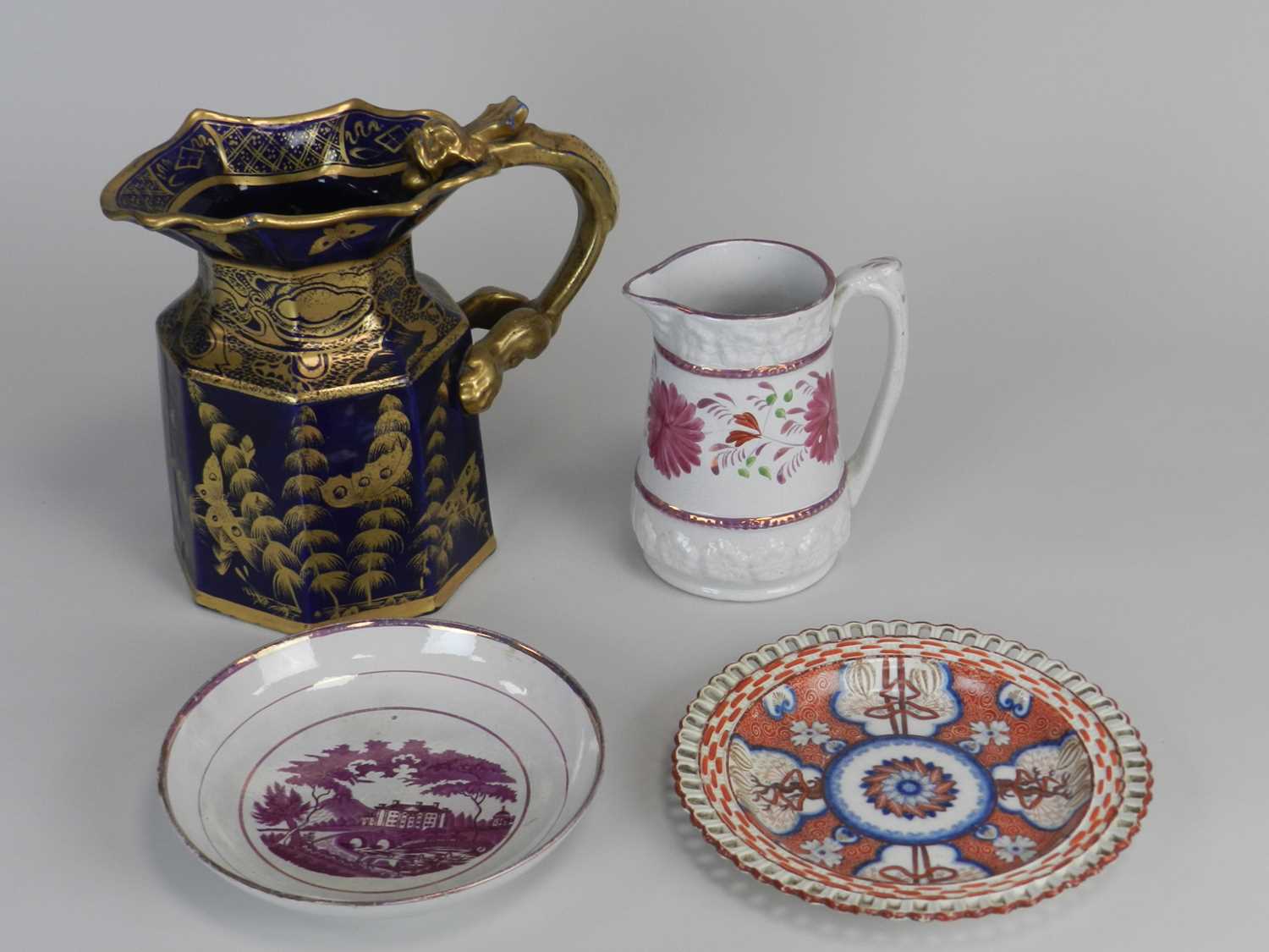 Lot 417 - Mason's Ironstone mazarine jug, circa 1820 and other earthenware