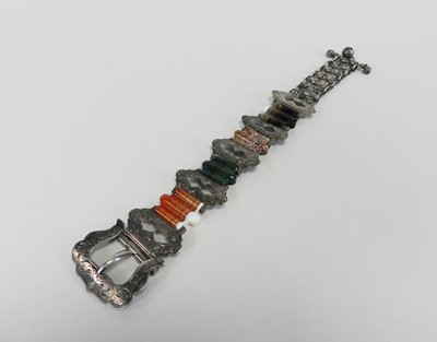 Lot 347 - A Victoria Scottish hardstone buckle bracelet