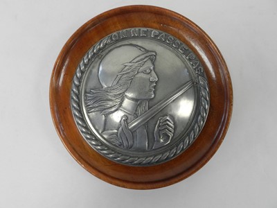 Lot 169 - VERDUN PLAQUE. A circular pewter plaque...