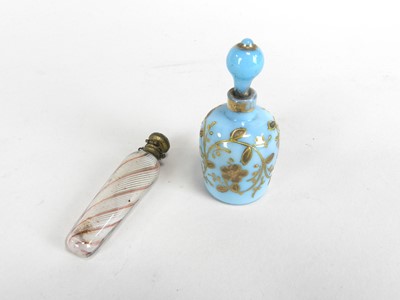 Lot 294 - A late 19th century, Nailsea type, latticionio style miniature scent bottle
