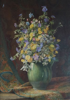 Lot 302 - J.W. Clark (British School), Still Life of Meadow Flowers in a Jug