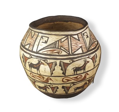 Lot 254 - A Zuni Pueblo earthenware polychrome jar