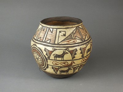 Lot 254 - A Zuni Pueblo earthenware polychrome jar