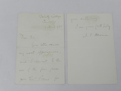 Lot 74 - HOUSMAN, A E, poet (1859-1936) autograph...