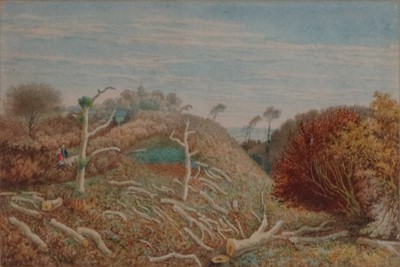 Lot 292 - John Petherick (British, 1788-1861) Rural landscape with felled trees