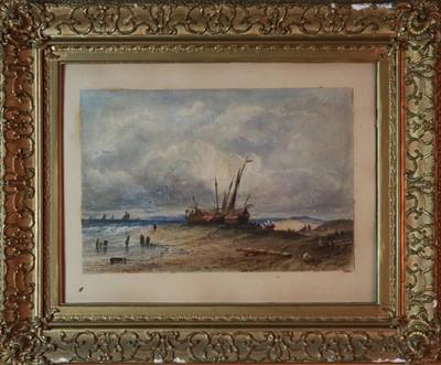 Lot 102 - William Davison (British, circa 1805-1870), Beached Fishing Vessels