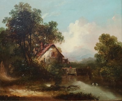 Lot 106 - Circle of Joseph Thors Cottage in a river landscape