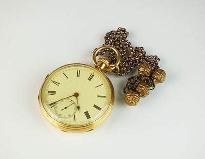 Lot 60 - A Gentleman's mid 19th century 18ct gold open face pocket watch
