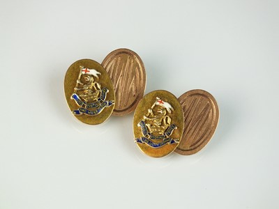 Lot 47 - A pair 9ct gold and enamel cufflinks