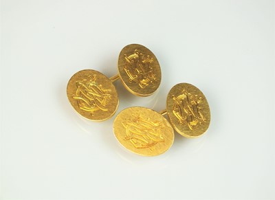 Lot 48 - A pair of yellow metal cufflinks