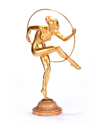 Lot 403 - L* Alliot, an Art Deco style female nude hoop dancer