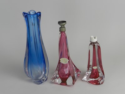 Lot 406 - Val St Lambert, circa 1960s, two ruby lamp...