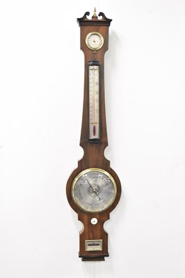 Lot 477 - A reproduction rosewood banjo barometer,...