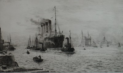 Lot 314 - William Lionel Wyllie (British 1851-1931)RMS Lusitania Leaving Liverpool