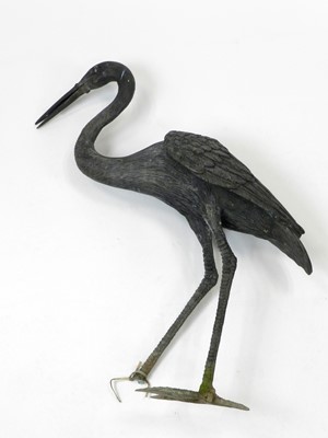 Lot 277 - A large bronze figure of a heron, contemporary,...